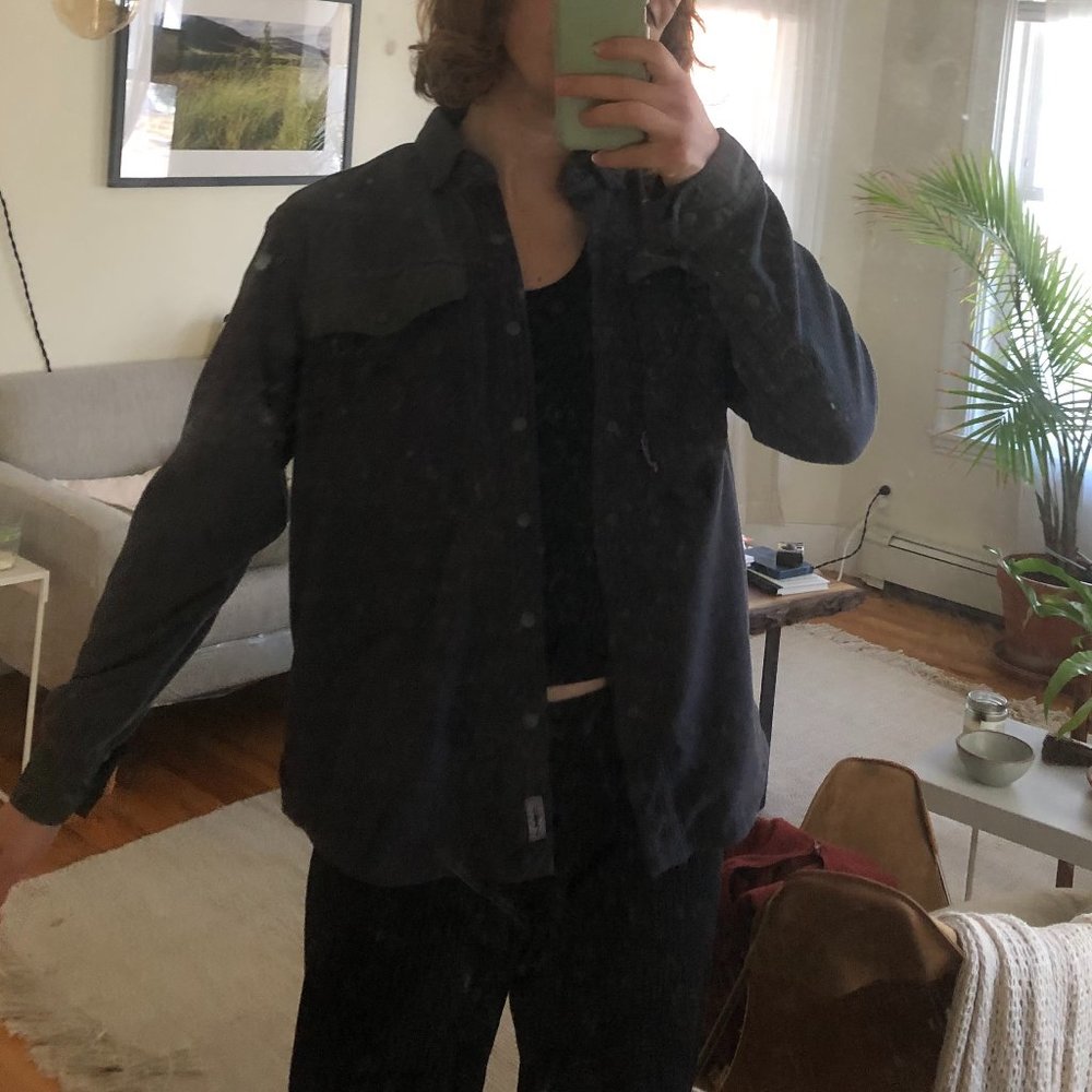 Dark Grey Size Small Unisex Patagonia Button Up Fleece Overshirt
